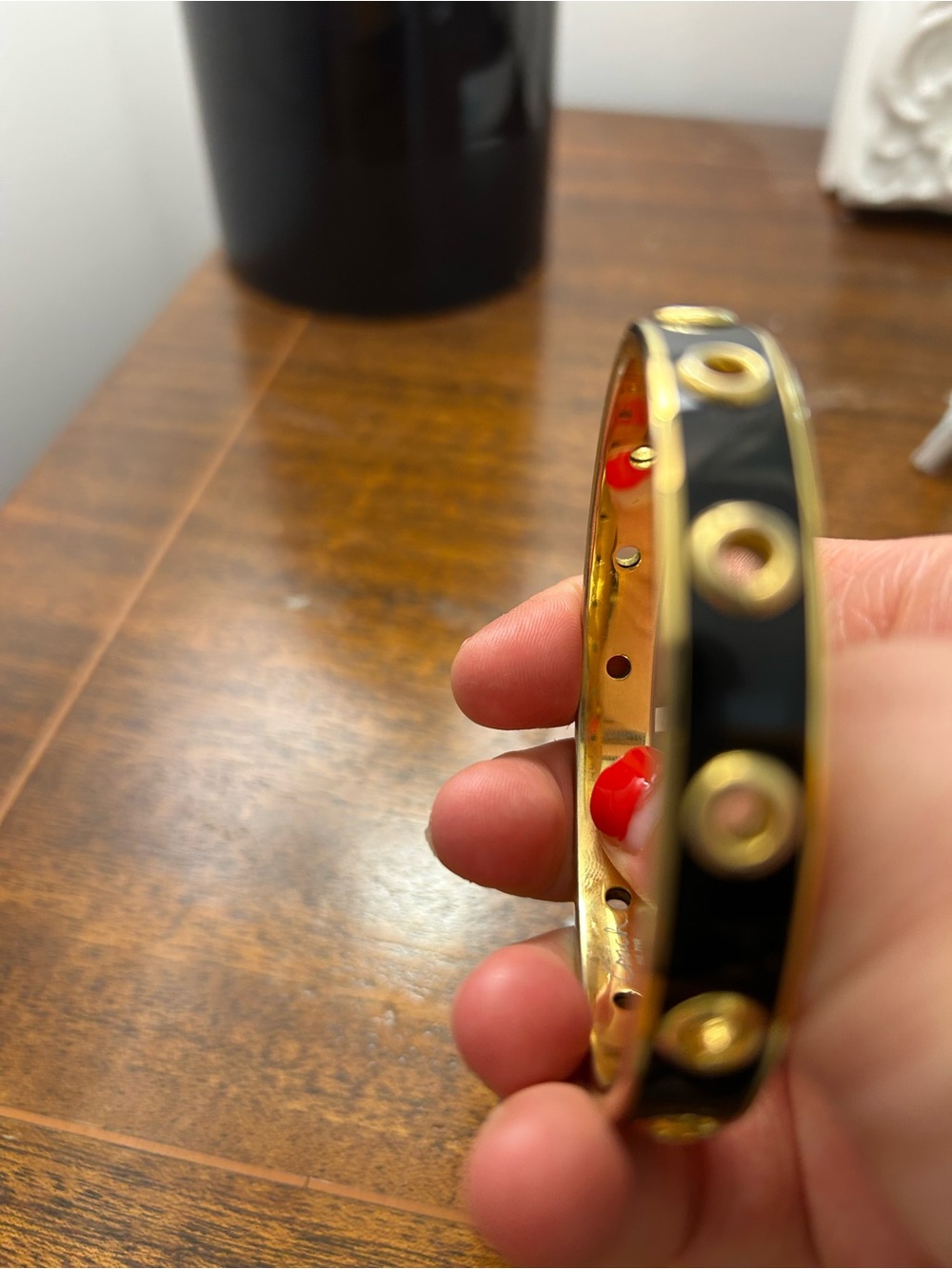 Coach Black and Gold Studded Bangle Bracelet